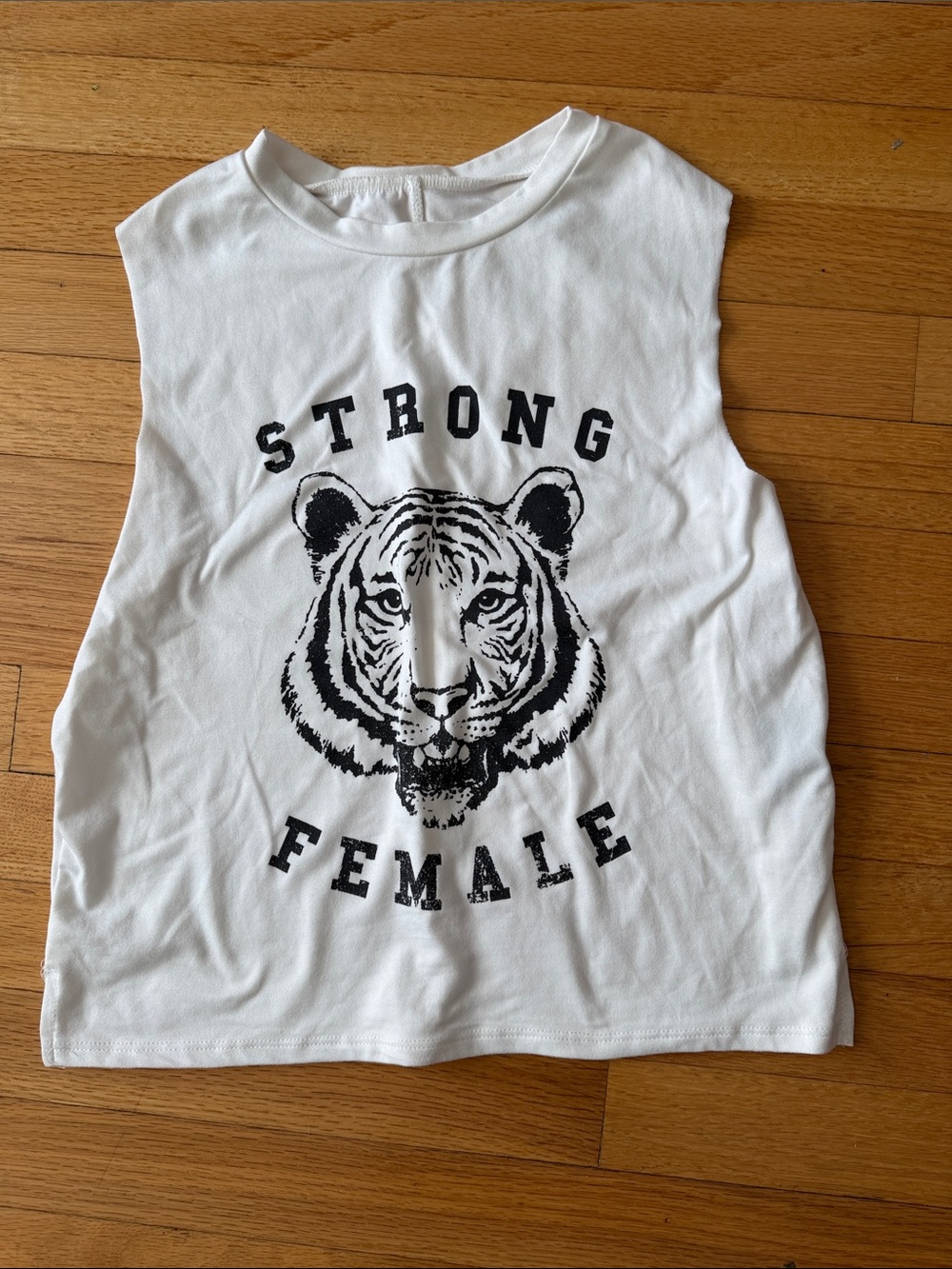 Strong Female Tiger Graphic White Muscle Tank Top